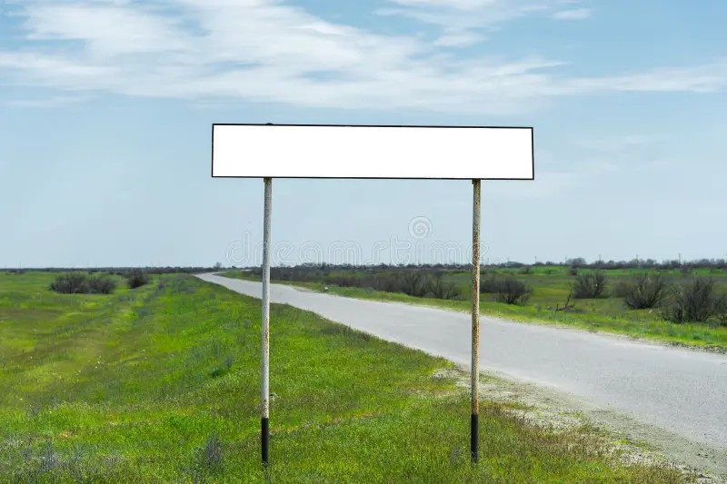 Create meme: road signs, billboard against the sky, an empty billboard