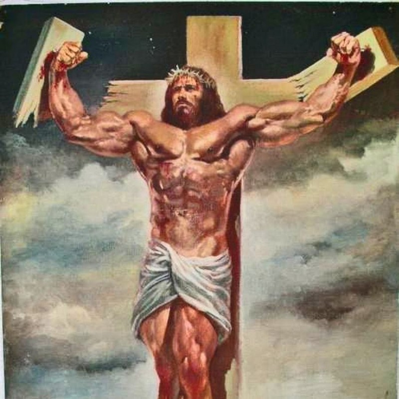 Create meme: Jesus is a jock, pumped up jesus, Jesus Christ is a bodybuilder