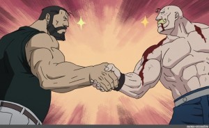 Create meme: Alex Louis Armstrong, Fullmetal alchemist Armstrong, Fullmetal alchemist meme handshake