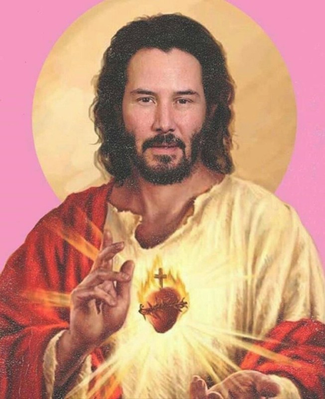 Create meme: Keanu Reeves is Jesus, Jesus is god, Saint Keanu Reeves