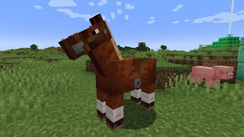 Create meme: bay horse minecraft, horses in minecraft, minecraft horses