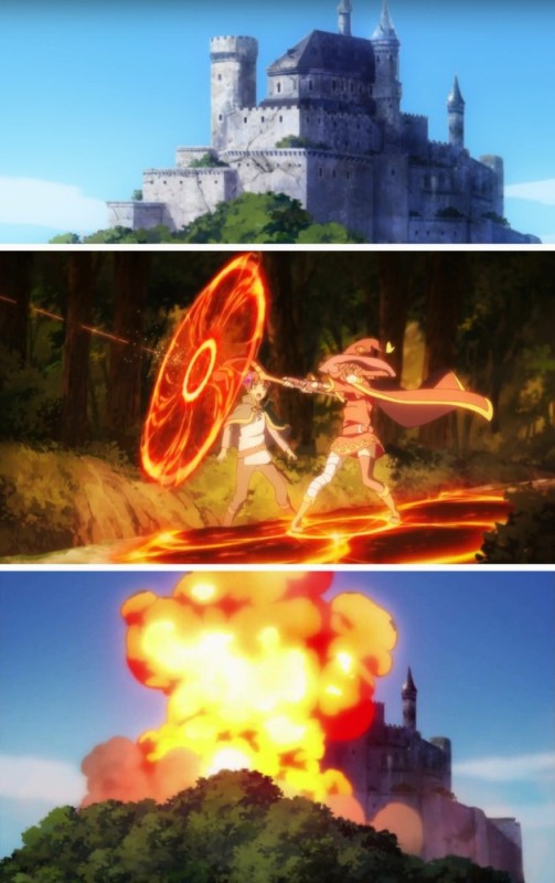 Создать мем: мегумин взрыв, explosion аниме konosuba, мегумин кастует взрыв