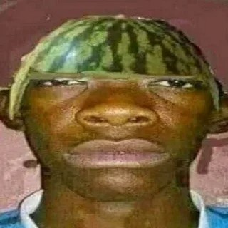 Create meme: a negro with a watermelon on his head, xyli{gan}4eg 2008 negro, watermelon on the head