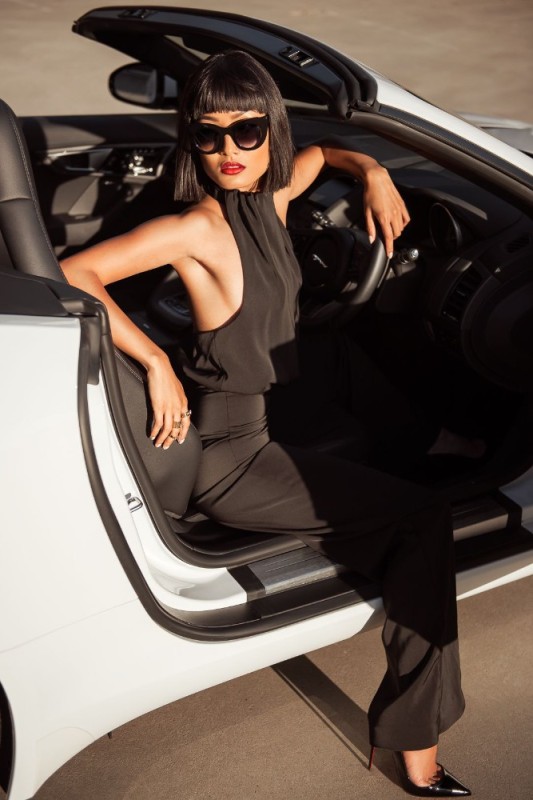 Create meme: a gorgeous woman and a car, black car, woman 