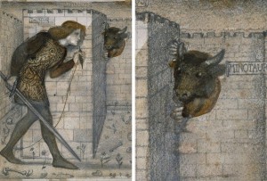 Create meme: Burne Jones, in the labyrinth, the Minotaur in the labyrinth