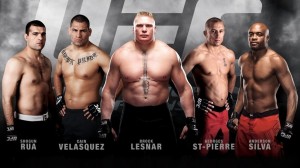 Создать мем: brock lesnar, georges st pierre, лучшие нокауты