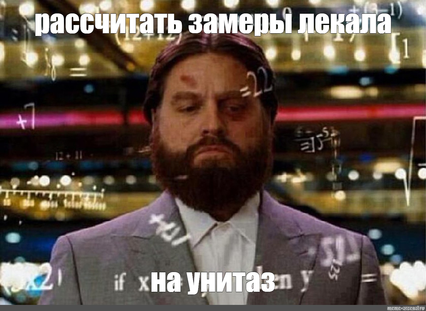 Meme "Zach Galifianakis calculations, the hangover meme with the