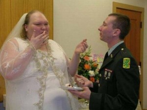 Create meme: funny wedding couples, funny couples, wedding fat bride skinny groom