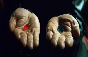 Create meme: neo and Morpheus pills, Morpheus two pills, blue pill