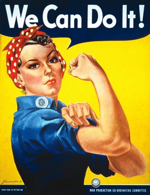 Создать мем: феминизм we can do it, дж говард миллер, клепальщица рози плакат