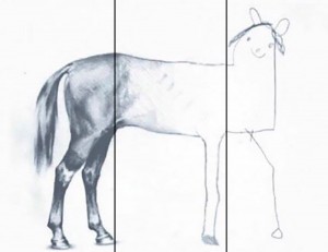 Create meme: outline, figure, horse drawing