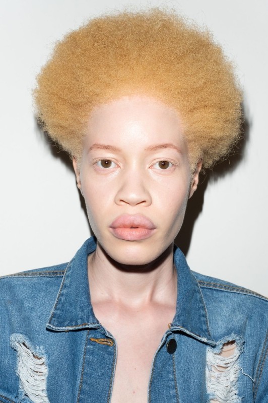 Create meme: Deandra Forrest, albino model, an African-American albino woman