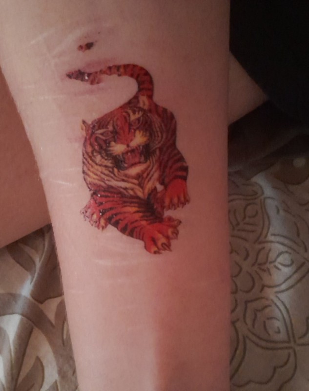 Create meme: tiger tattoo, tiger tattoo, The tiger tattoo is small