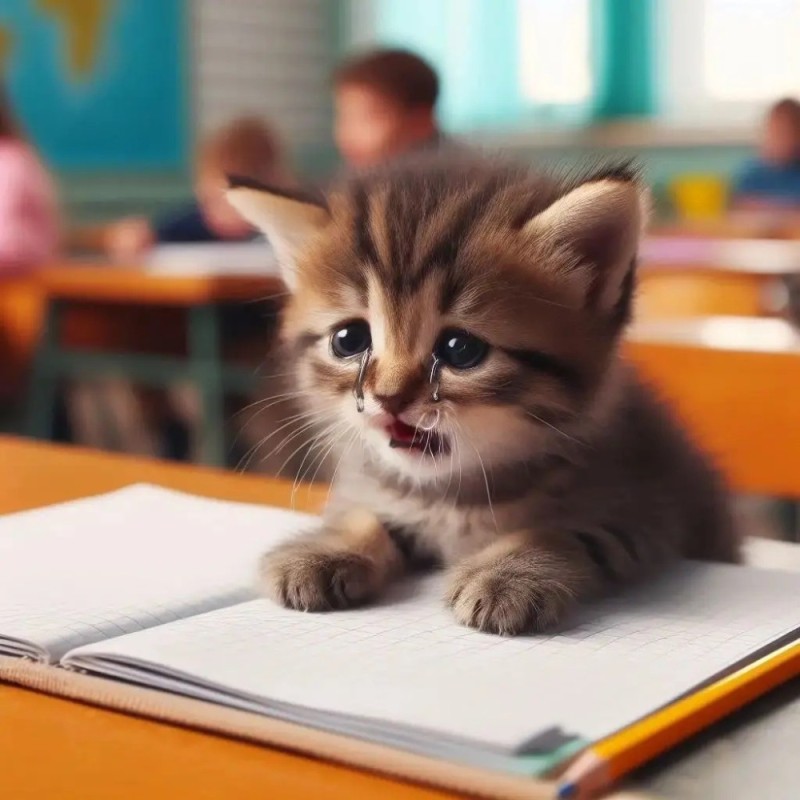 Create meme: kitty school, a cat with a textbook, kitty 
