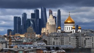 Create meme: Moscow, Stalin's high-rises and skyscrapers, photo of the Church and the skyscrapers in Moscow