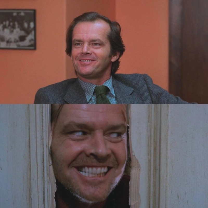 Create meme: Jack Nicholson shining meme, the shining Jack Nicholson, the shining Jack Nicholson with an axe