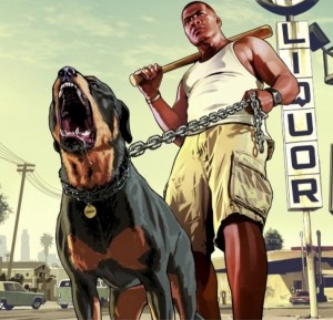 Create meme: grand theft auto v Franklin with a dog, GTA 5 Franklin and chop, grand theft auto v