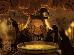 Create meme: a young witch art, Halloween anime witch arts, witch