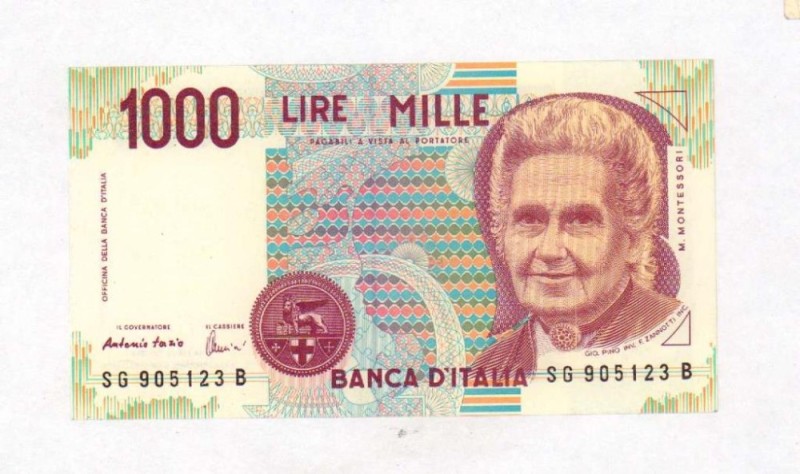 Create meme: 1000 lire maria Montessori, 1000 lire mille italy, 1000 liras in rubles