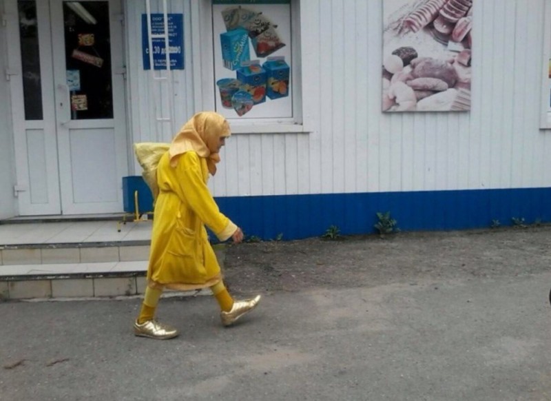 Create meme: clear jokes, yellow raincoat, feet 