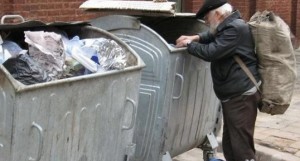 Create meme: photos of the homeless collecting bottles, a homeless person sits in a dumpster, trash