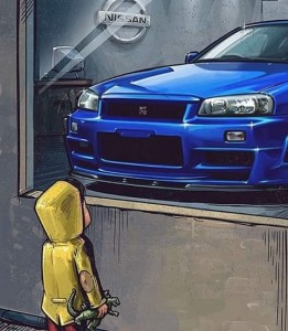 Create meme: Subaru anime, gtr r34 fast and furious 2 vertical photos, Nissan skyline gtr 34 art