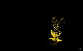 Create meme: disney Mickey mouse, black background, gold Mickey mouse