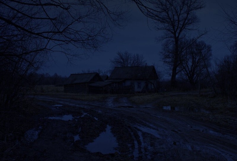 Create meme: overnight in the village, village of the dead read, winter evening in the village