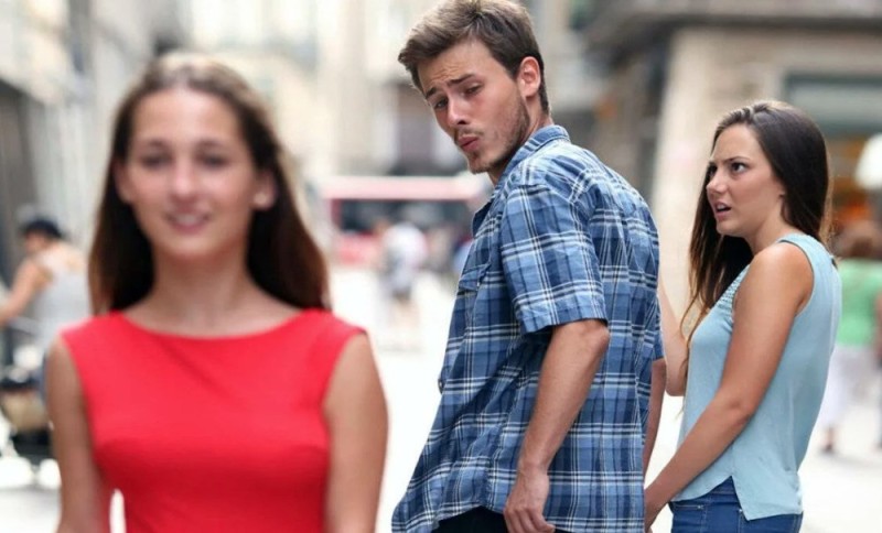 Create meme: the guy looks around, distracted boyfriend, meme the wrong guy