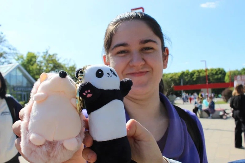 Create meme: Panda toy, panda stuffed toy, girl 