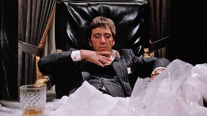 Create meme: Tony Montana cocaine, al Pacino Scarface, al Pacino cocaine