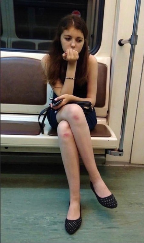 Create meme: body part, girls in the subway, women's legs in the subway