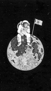 Создать мем: рисунок космонавта, космос чб, космос рисунок