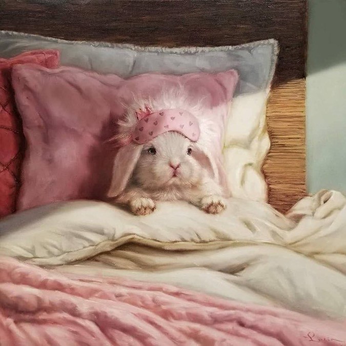 Create meme: sleeping rabbit, The sleeping hare, rabbit painting