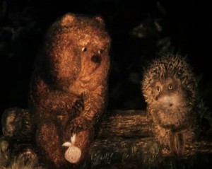 Create meme: photo hedgehog with the bear, hedgehog in the fog pictures are cool, hedgehog in the fog the bear