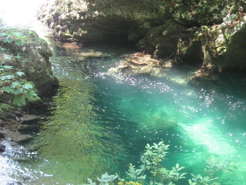 Create meme: Olginsky waterfall Abkhazia, lake abkhazia, emerald water