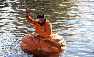 Create meme: on the river, boat pumpkin, pumpkin boat