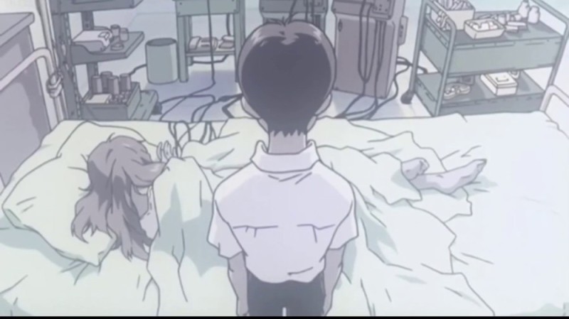 Create meme: Shinji Hospital The end of Evangelion, Shinji and Asuka are in the hospital, evangelion