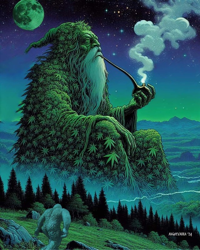 Create meme: The forest spirit, Alien landscape, Alan Moore art