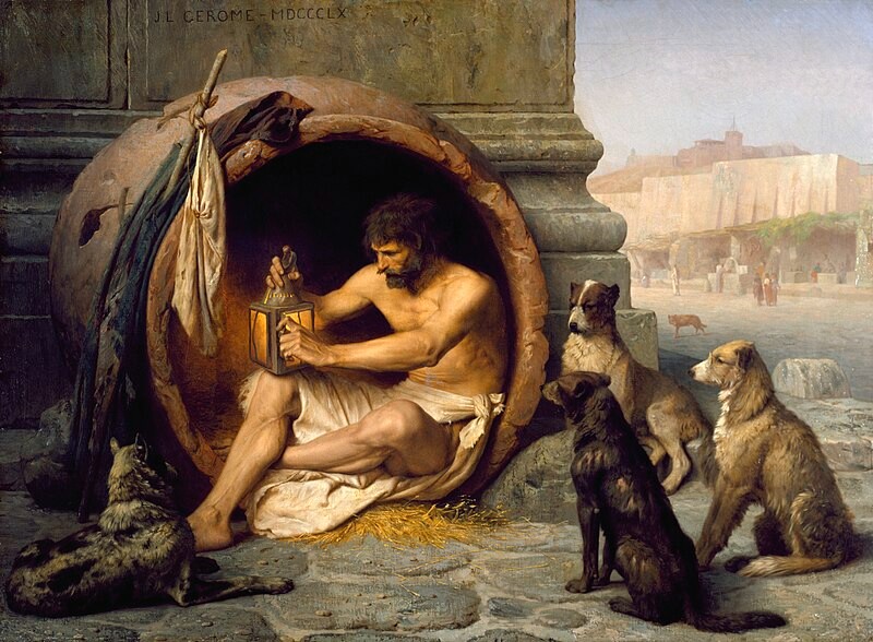 Create meme: Jean-Leon Jerome Diogenes, Diogenes the philosopher barrel, Diogenes philosopher