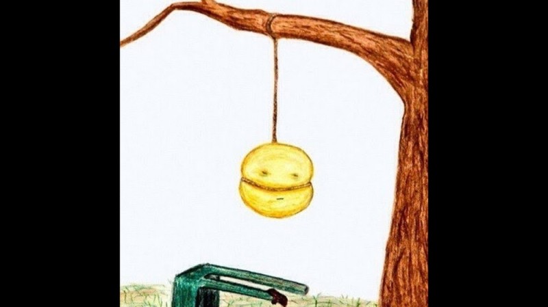 Create meme: Kolobok hanged himself, Smiley hung himself, swing drawing