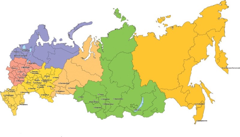 Создать мем: федеральные округа рф карта, карта россии с административными границами регионов, россия карта россии
