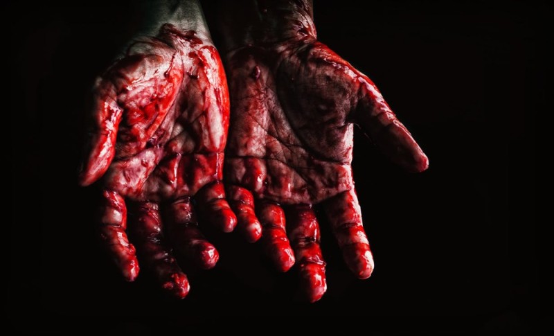 Create meme: Blood on the hands, by bloody hands, blood