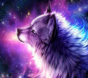 Создать мем: волк на фоне космоса арт, galaxy wolf, картина стразами волки