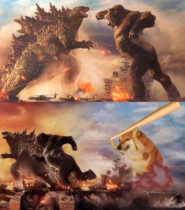 Create meme: King Kong vs godzilla, Godzilla vs king Kong, Kong vs godzilla
