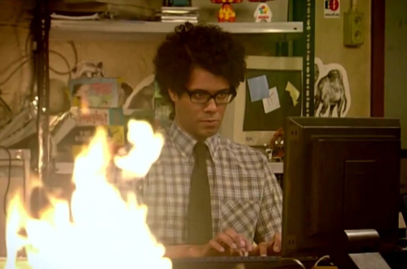 Create meme: have you tried turning it off and on again, it crowd fire, series computer scientists 