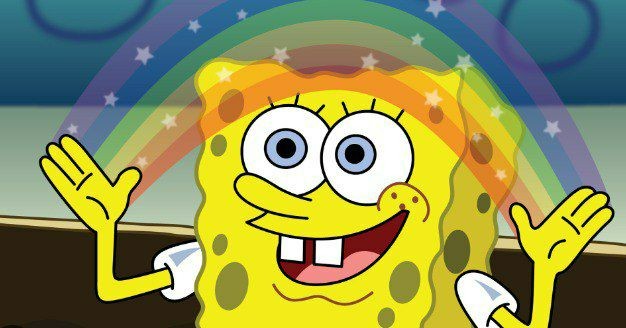 Create meme: spongebob imagination meme, spongebob rainbow, spongebob rainbow 