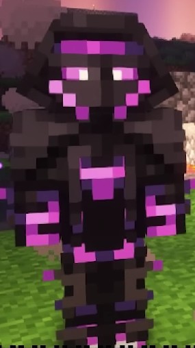 Create meme: minecraft skin black purple monster, nickname for the enderman girl in minecraft in the game, ender knight skin