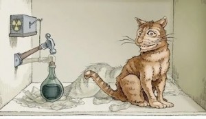 Create meme: Schrodinger's cat picture, illustration of cat, Erwin Schrodinger