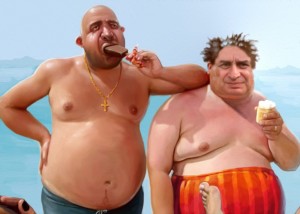 Create meme: fat Russians, the beach by edward halmurzaev., Male